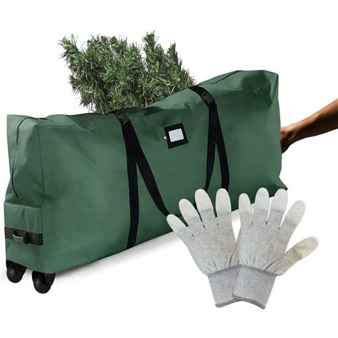 Skywee Rolling Large Christmas Tree Storage Bag Fits Up To 9 Ft Artificial Disassembled Trees