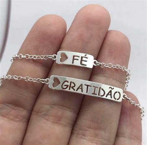 Pulseira Chapa Nome Palavra Personalizada Em Prata 925 Figurine