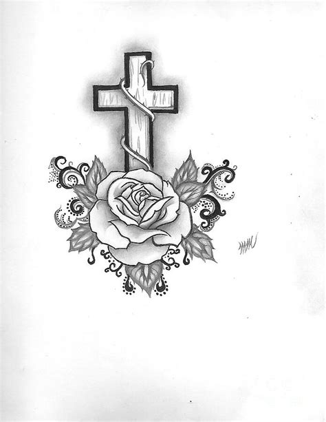 A Rose And A Cross Drawing By Charles Robinson Pixels