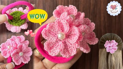 Wonderful ‼️🌸crochet Cherry Blossom Hair Tie Crochet Sakura Flower