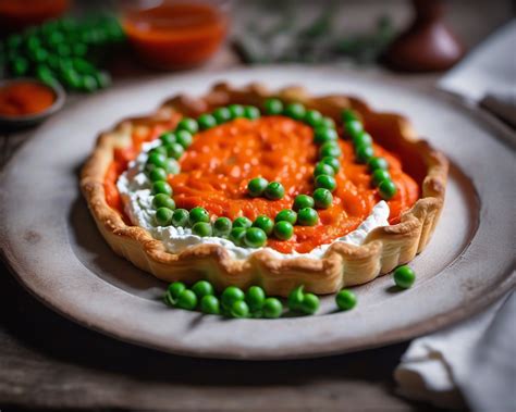 Rustic Tart With Peas Carrots And Ricotta Spicy Tomato Coulis Cuisine Generation