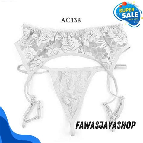 Jual Garter Belt Suspender Sexy Lace Lingerie G String Seksi Putih Acb Best Produk Shopee