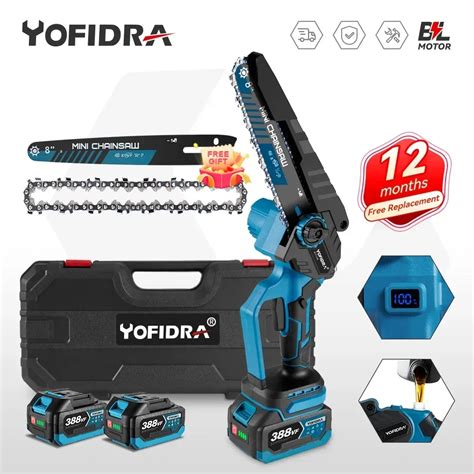 YOFIDRA 8 Inch Brushless Electric Chainsaw Cordless Woodworking Pruning