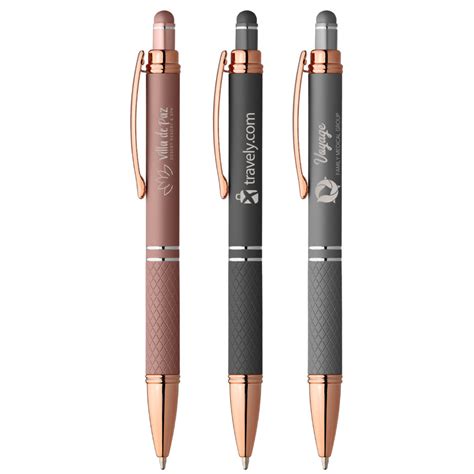 Phoenix Softy Rose Gold Metallic Pen With Stylus Show Your Logo