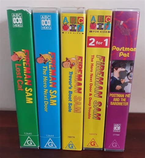 VINTAGE COLLECTABLE FIREMAN Sam & Postman Pat VHS Tapes ABC Kids Video Cassettes $74.00 ...