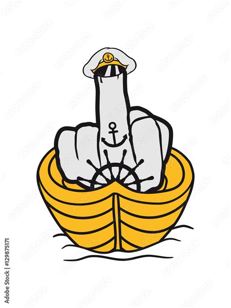 Ship Boat Captain Sailor Sail Show Gloves Stinkfinger Middle Finger Symbol Fuck You Off Logo