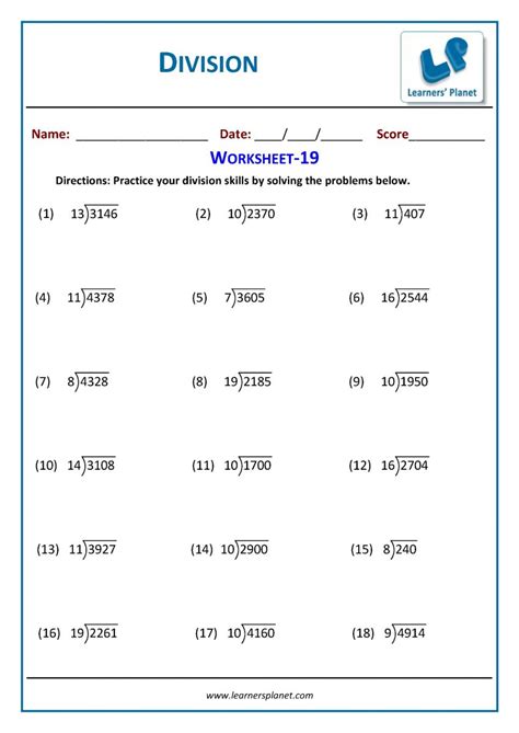 Division Activities Rd Grade