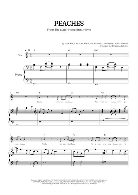 Peaches Sheet Music Jack Black Flute And Piano