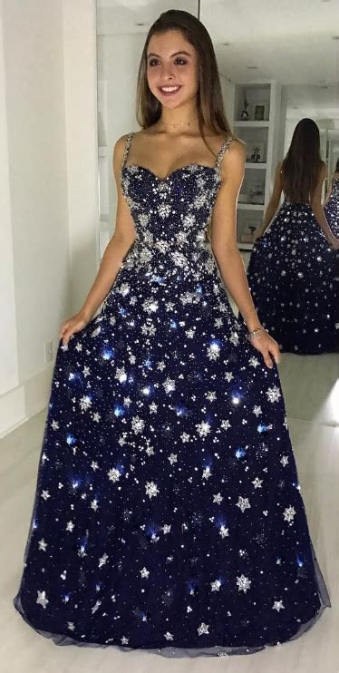 Dark Blue Prom Dress Sparkly Prom Dresses Navy Blue Dresses