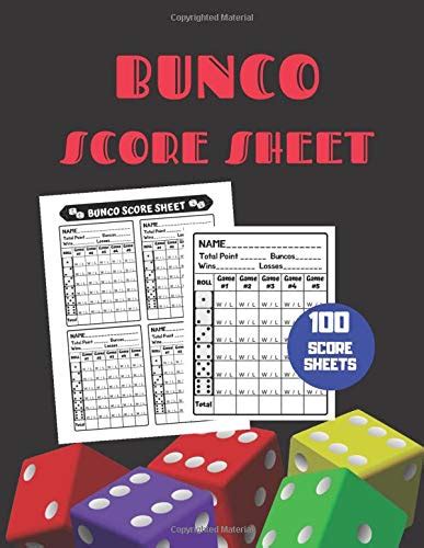 Buy Bunco Score Sheet V Bunco Score Pad For Dice Game Bunco