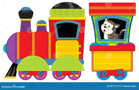 Cartoon Funny Looking Train Wagon and Locomotive with Farm Animal Going ...