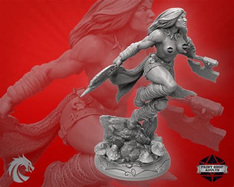 Barbarian With Axe Naked Miniature Topless Barbarian Miniature NSFW Figure Mm Etsy