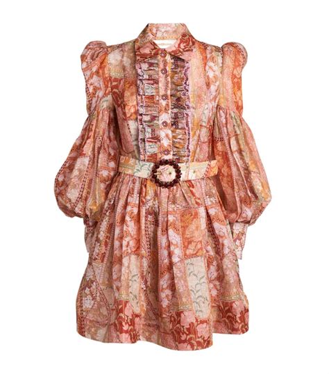 Zimmermann Red Pleated Mini Dress Harrods Uk