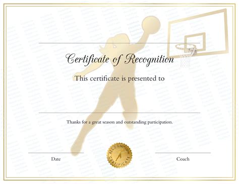 16 PRINTABLE End Of Season Basketball Award Certificates For Girls