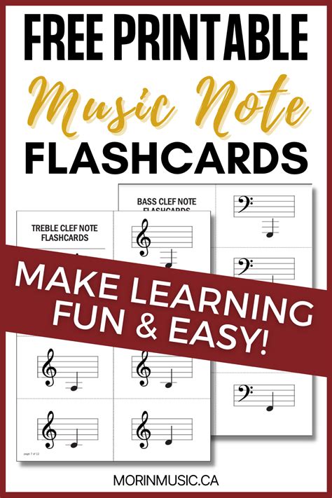 Music Note Flashcards: Printable! - Morin Music | Music flashcards ...