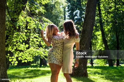 Happy Lgbt Lesbian Couple Spending Time Together In Summer Park Outddors Hugging Love Moments