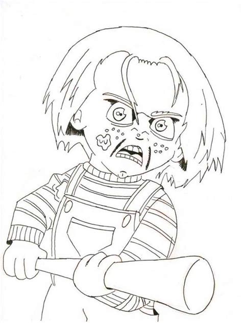 Chucky Segurando Um Bastão para colorir imprimir e desenhar Colorir Me