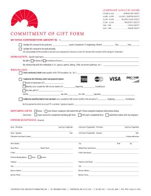 Fillable Online Frostburg Commitment Of Gift Form Indd Frostburg