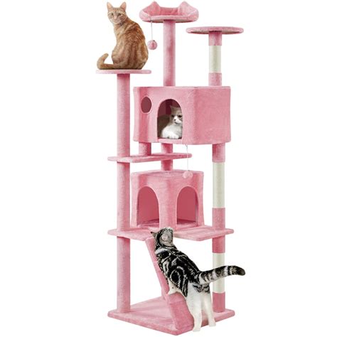 Yaheetech H Multilevel Cat Tree Tower With Condos Pink Walmart