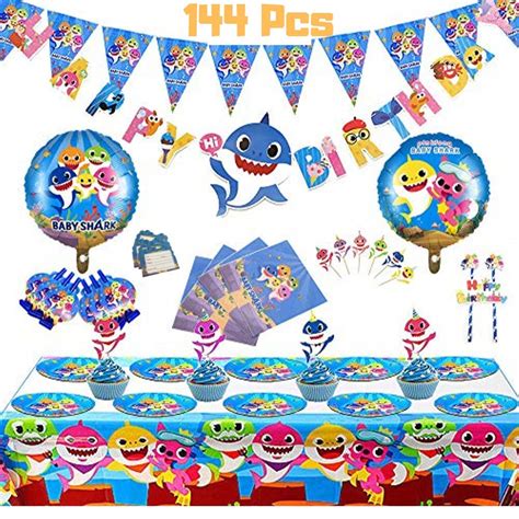 Buy Baby Shark Party Supplies, Set of 144 Pcs Baby Shark Birthday ...