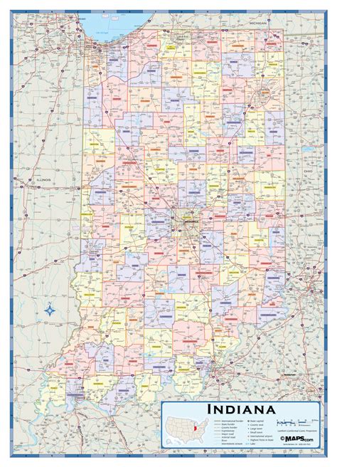 Indiana Counties Wall Map | Maps.com.com