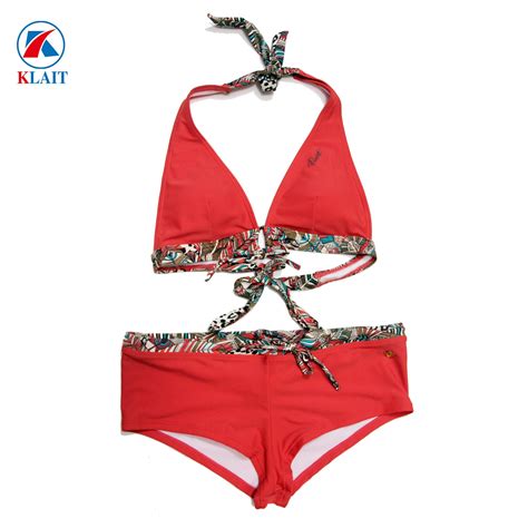 Customized Logo Halter Red Thong Brazilian Bikini For Summer China Swimsuit And Swim Suit Price