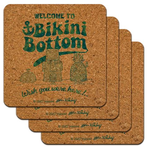 SpongeBob Bikini Bottom Welcome Low Profile Novelty Cork Coaster Set Walmart