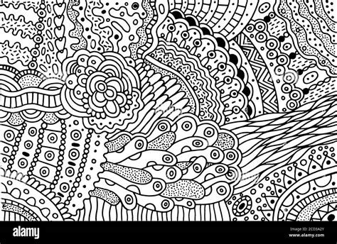 Modello Di Doodle Surreale Per Libro Da Colorare Per Gli Adulti Pagina