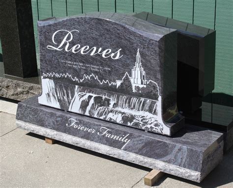 Mormon Upright Headstone In Bahama Blue Granite Pacific Coast Memorials