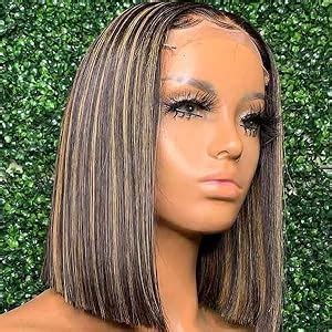 Amazon Haha Brown Highlight Lace Closure Bob Wig Human Hair 4x4