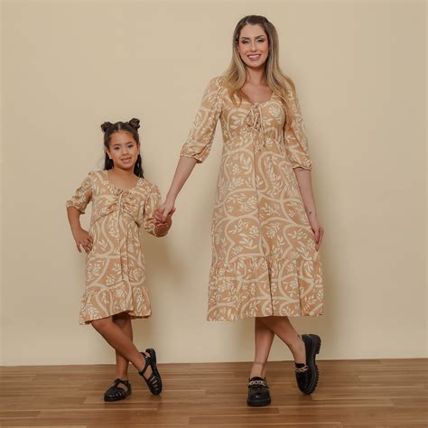 Aura Loja Vestido Catarina Midi Ramos Bege Infantil Vestidos