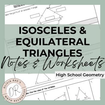 Isosceles Equilateral Triangles Notes Worksheets By Olivia Rae