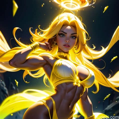 Nude Ai Image For Busty Muscular Abs Super Saiyan Super Saiyan Neon