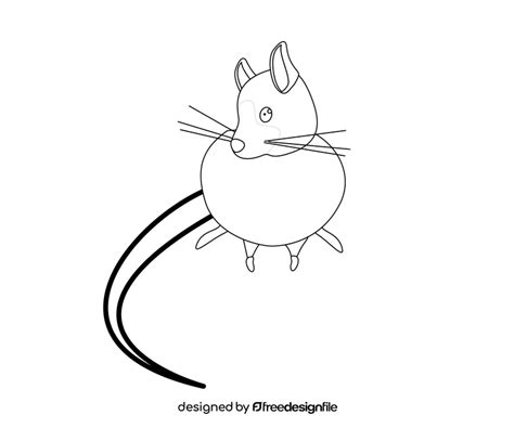 cartoon mouse black  white clipart