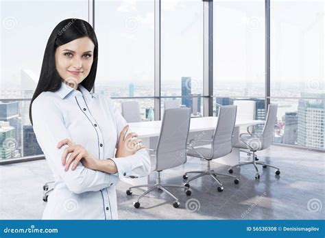 Brunette In A Corner Conference Room Stock Photo Image Of Interior Confident