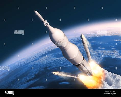 Space Launch System Solid Rocket Boosters Separation Stock Photo - Alamy