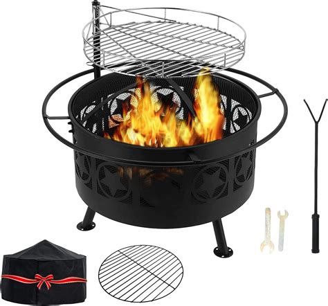 Giantex 2 In 1 Fire Pit With Cooking Grate 32 Inch Charcoal Wood