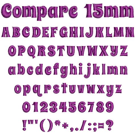 Esa Embroidery Font Compare Mm