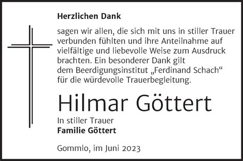 Traueranzeigen von Hilmar Göttert abschied nehmen de