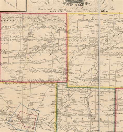 Map Of Genesee County New York Ny 1854 Home Deco Style Old Etsy