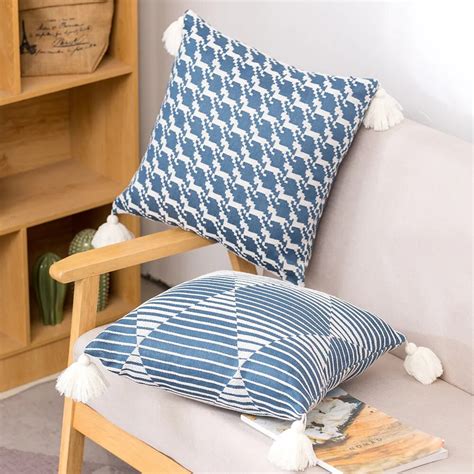 Nordic Cotton Linen Cushion Cover Modern Jacquard Throw Pillow Case Bed