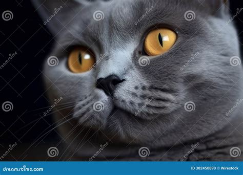 Ai Generated Illustration Of A British Shorthair Cat With Alert And