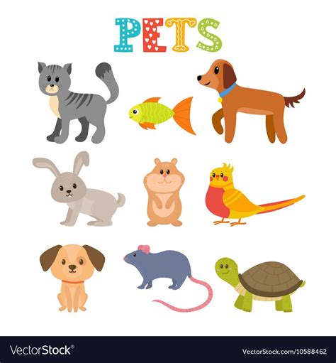 Set of pets. Cute home animals in cartoon style. Vector illustration. Download a Free Preview or ...