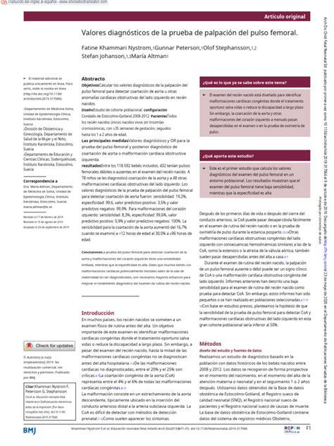 Diagnostic Values of The Femoral Pulse Palpation Test - En.es | PDF ...