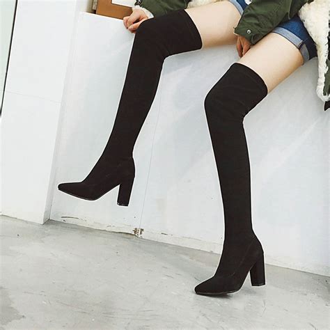 Vkekieo Thigh High Boots For Women Thick Thighs Round Toe High Heel