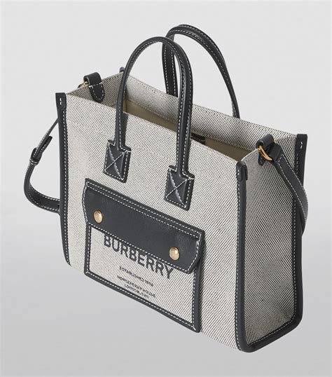 Burberry Black Mini Canvas Freya Tote Bag Harrods UK