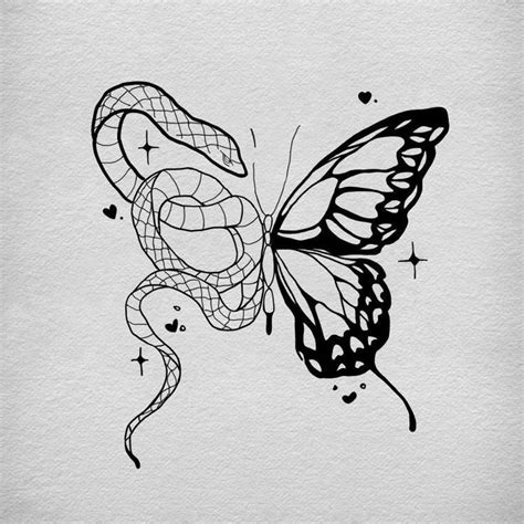 Butterfly Snake Tattoo Tatuagens Retro Tatuagens Bonitas Tatuagens