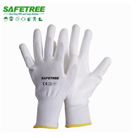 Lightweight Comfortable Gauges Polyester Liner White Pu Coated Safety