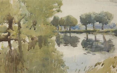 James Paterson Prsw Rsa Rws British 1854 1932 Lake And Trees With