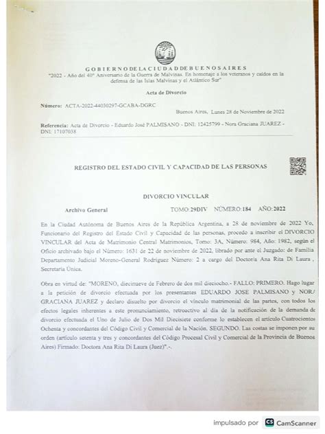 Oficio De Divorció Argentina Pdf